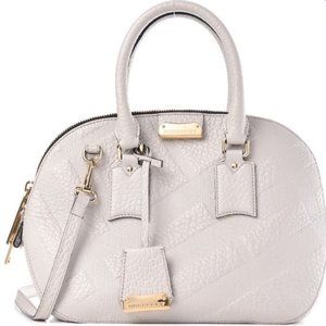 BURBERRY Heritage Grain Check Small Orchard Bowling Bag - Stone White